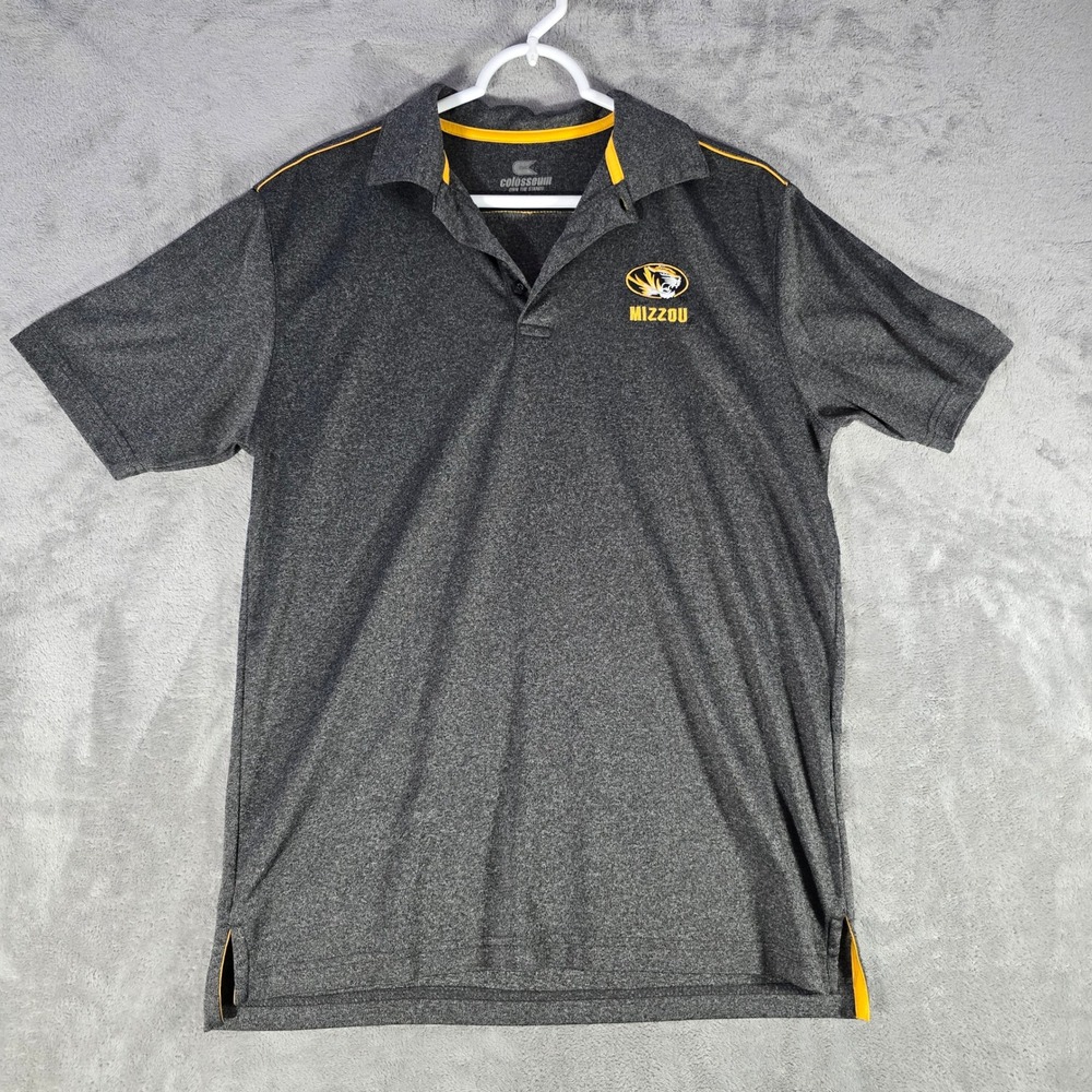 Colosseum Mizzou Tigers Polo Shirt NCAA College Athletics Gray‎ Mens Size M